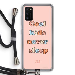 CaseCompany Cool Kids Never Sleep: Samsung Galaxy A41 Transparant Hoesje met koord