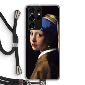 CaseCompany The Pearl Earring: Samsung Galaxy S21 Ultra Transparant Hoesje met koord