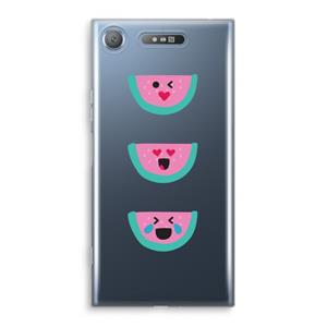 CaseCompany Smiley watermeloen: Sony Xperia XZ1 Transparant Hoesje