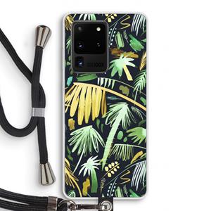 CaseCompany Tropical Palms Dark: Samsung Galaxy S20 Ultra Transparant Hoesje met koord