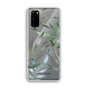 CaseCompany Tropical watercolor leaves: Samsung Galaxy S20 Transparant Hoesje