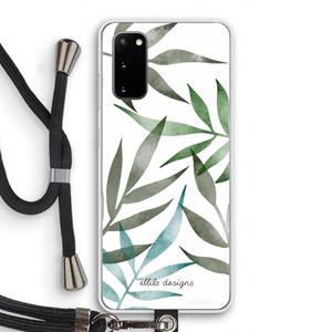 CaseCompany Tropical watercolor leaves: Samsung Galaxy S20 Transparant Hoesje met koord