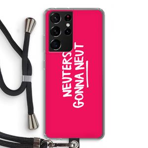 CaseCompany Neuters (roze): Samsung Galaxy S21 Ultra Transparant Hoesje met koord