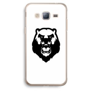 CaseCompany Angry Bear (white): Samsung Galaxy J3 (2016) Transparant Hoesje