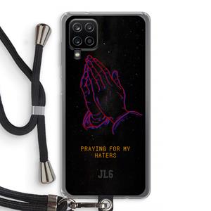 CaseCompany Praying For My Haters: Samsung Galaxy A12 Transparant Hoesje met koord
