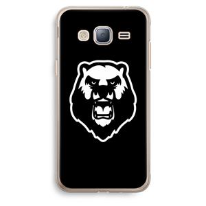 CaseCompany Angry Bear (black): Samsung Galaxy J3 (2016) Transparant Hoesje