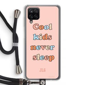 CaseCompany Cool Kids Never Sleep: Samsung Galaxy A12 Transparant Hoesje met koord