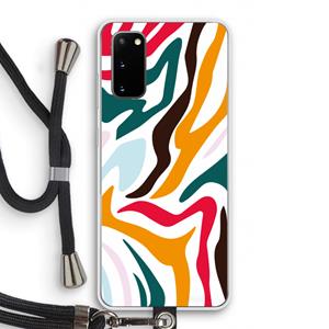 CaseCompany Colored Zebra: Samsung Galaxy S20 Transparant Hoesje met koord