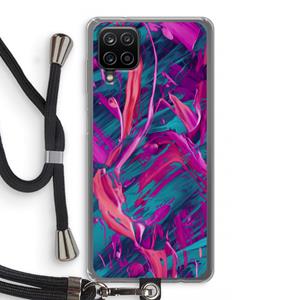 CaseCompany Pink Clouds: Samsung Galaxy A12 Transparant Hoesje met koord