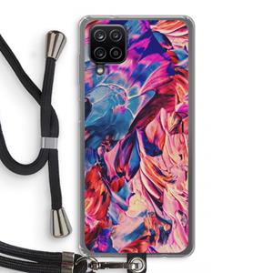 CaseCompany Pink Orchard: Samsung Galaxy A12 Transparant Hoesje met koord
