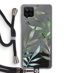 CaseCompany Tropical watercolor leaves: Samsung Galaxy A12 Transparant Hoesje met koord