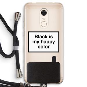 CaseCompany Black is my happy color: Xiaomi Redmi 5 Transparant Hoesje met koord