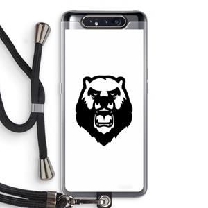 CaseCompany Angry Bear (white): Samsung Galaxy A80 Transparant Hoesje met koord