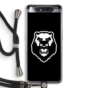 CaseCompany Angry Bear (black): Samsung Galaxy A80 Transparant Hoesje met koord