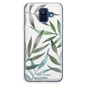 CaseCompany Tropical watercolor leaves: Samsung Galaxy A6 (2018) Transparant Hoesje