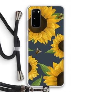 CaseCompany Sunflower and bees: Samsung Galaxy S20 Transparant Hoesje met koord