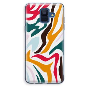 CaseCompany Colored Zebra: Samsung Galaxy A6 (2018) Transparant Hoesje