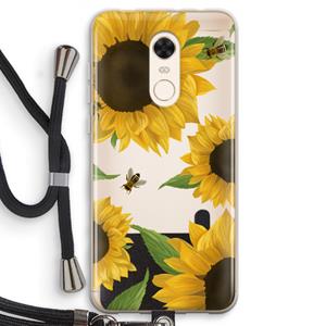 CaseCompany Sunflower and bees: Xiaomi Redmi 5 Transparant Hoesje met koord