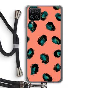 CaseCompany Pink Cheetah: Samsung Galaxy A12 Transparant Hoesje met koord
