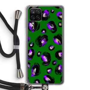 CaseCompany Green Cheetah: Samsung Galaxy A12 Transparant Hoesje met koord
