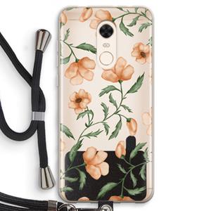 CaseCompany Peachy flowers: Xiaomi Redmi 5 Transparant Hoesje met koord