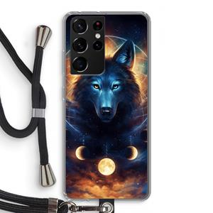 CaseCompany Wolf Dreamcatcher: Samsung Galaxy S21 Ultra Transparant Hoesje met koord