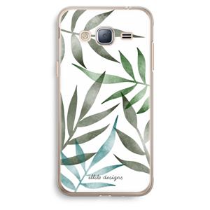 CaseCompany Tropical watercolor leaves: Samsung Galaxy J3 (2016) Transparant Hoesje