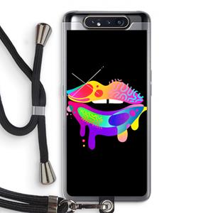 CaseCompany Lip Palette: Samsung Galaxy A80 Transparant Hoesje met koord