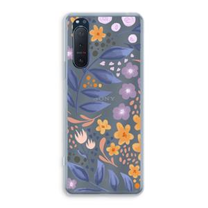 CaseCompany Flowers with blue leaves: Sony Xperia 5 II Transparant Hoesje