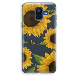 CaseCompany Sunflower and bees: Samsung Galaxy A6 (2018) Transparant Hoesje