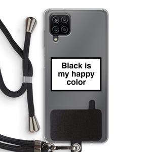 CaseCompany Black is my happy color: Samsung Galaxy A12 Transparant Hoesje met koord