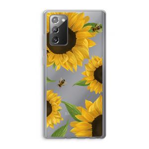 CaseCompany Sunflower and bees: Samsung Galaxy Note 20 / Note 20 5G Transparant Hoesje