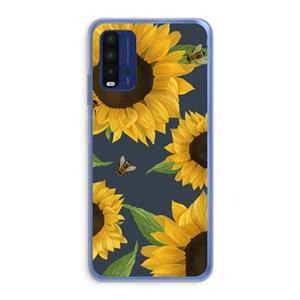 CaseCompany Sunflower and bees: Xiaomi Redmi 9T Transparant Hoesje