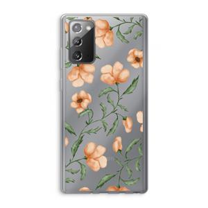 CaseCompany Peachy flowers: Samsung Galaxy Note 20 / Note 20 5G Transparant Hoesje