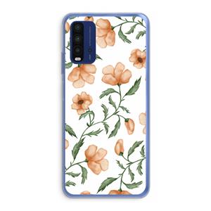 CaseCompany Peachy flowers: Xiaomi Redmi 9T Transparant Hoesje