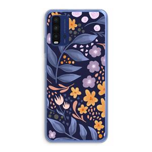 CaseCompany Flowers with blue leaves: Xiaomi Redmi 9T Transparant Hoesje