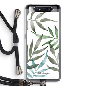 CaseCompany Tropical watercolor leaves: Samsung Galaxy A80 Transparant Hoesje met koord