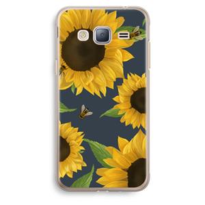 CaseCompany Sunflower and bees: Samsung Galaxy J3 (2016) Transparant Hoesje
