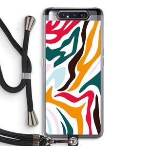 CaseCompany Colored Zebra: Samsung Galaxy A80 Transparant Hoesje met koord