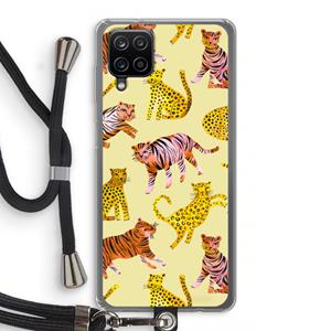 CaseCompany Cute Tigers and Leopards: Samsung Galaxy A12 Transparant Hoesje met koord