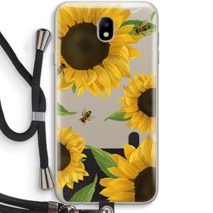 CaseCompany Sunflower and bees: Samsung Galaxy J7 (2017) Transparant Hoesje met koord