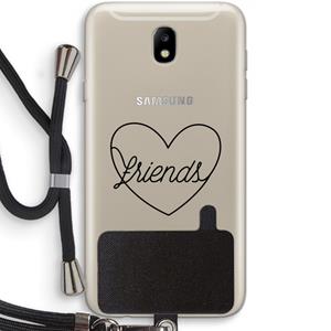 CaseCompany Friends heart black: Samsung Galaxy J7 (2017) Transparant Hoesje met koord