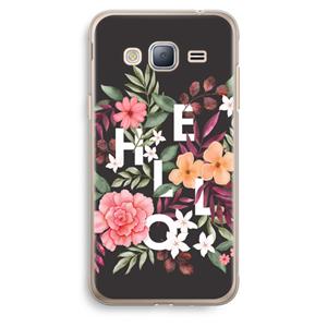 CaseCompany Hello in flowers: Samsung Galaxy J3 (2016) Transparant Hoesje