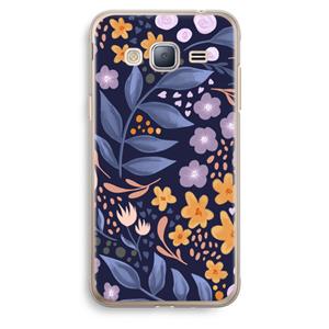 CaseCompany Flowers with blue leaves: Samsung Galaxy J3 (2016) Transparant Hoesje