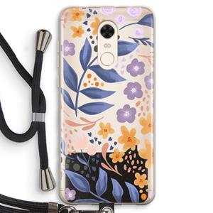 CaseCompany Flowers with blue leaves: Xiaomi Redmi 5 Transparant Hoesje met koord