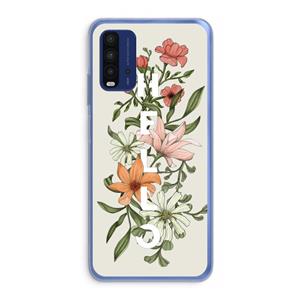 CaseCompany Hello bloemen: Xiaomi Redmi 9T Transparant Hoesje