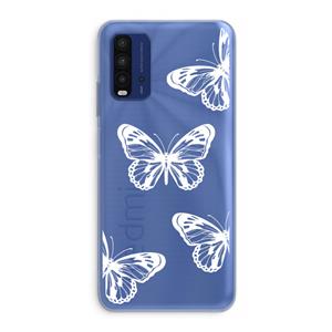 CaseCompany White butterfly: Xiaomi Redmi 9T Transparant Hoesje