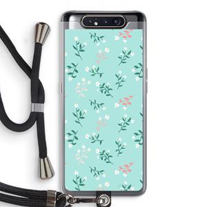 CaseCompany Small white flowers: Samsung Galaxy A80 Transparant Hoesje met koord
