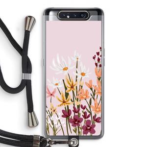 CaseCompany Painted wildflowers: Samsung Galaxy A80 Transparant Hoesje met koord