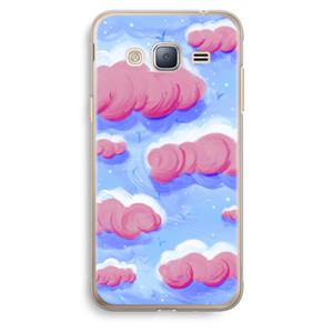 CaseCompany Roze wolken met vogels: Samsung Galaxy J3 (2016) Transparant Hoesje